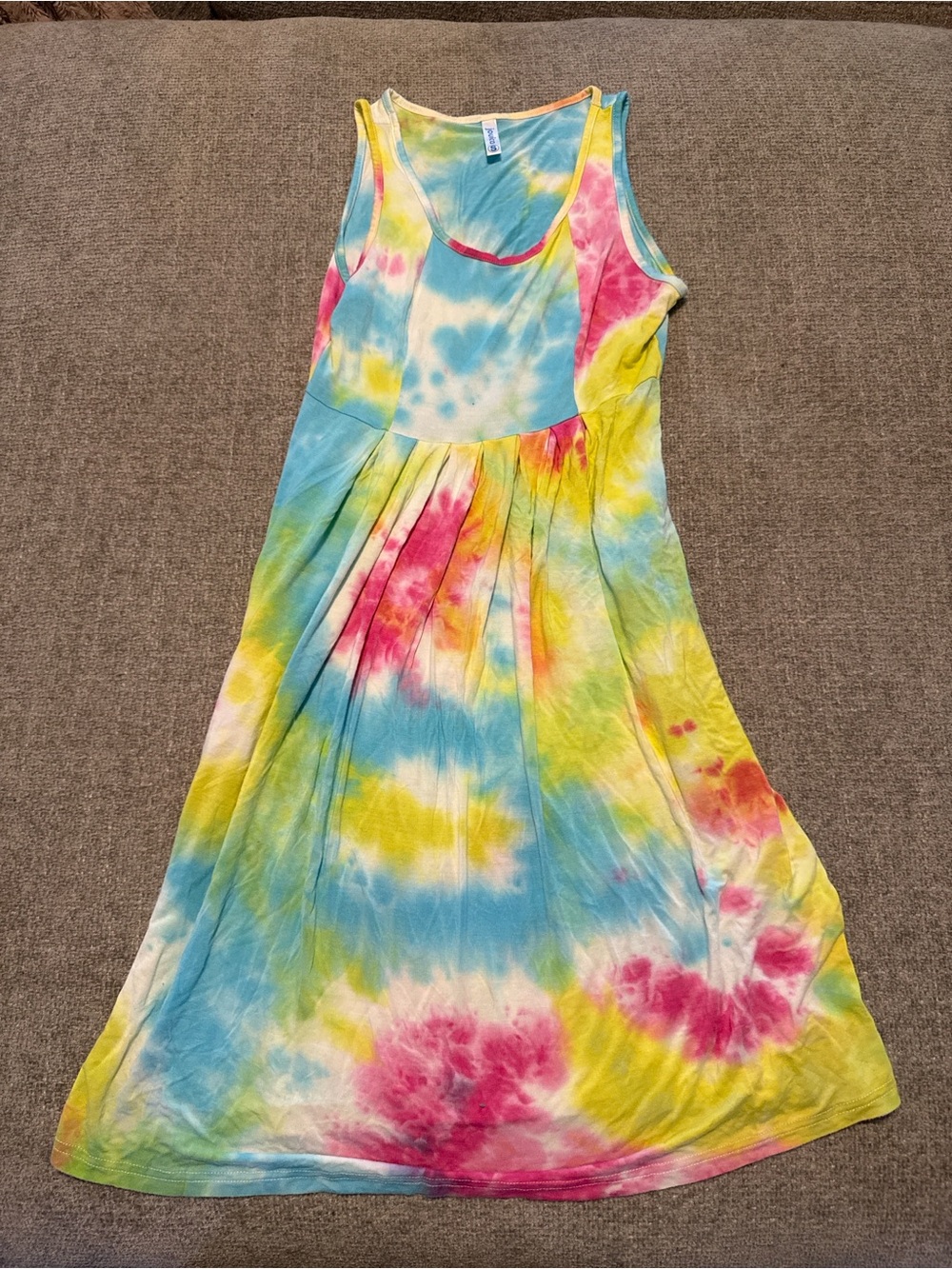 Jouica Tie Dye Sleeveless Midi Dress w Pockets Small Boho Festival Beach